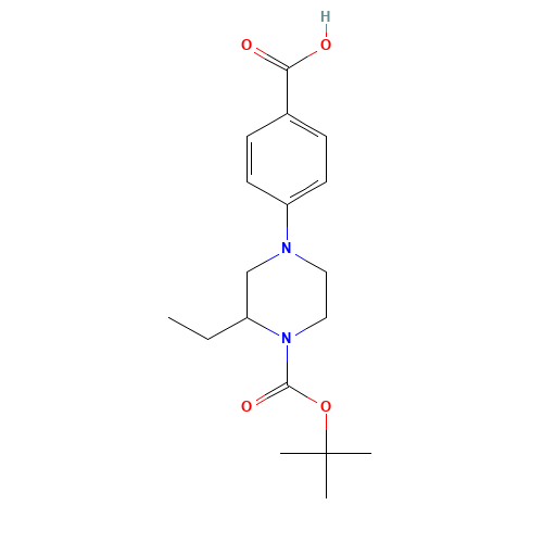 1-(4-carboxyphenyl)-3-ethyl-4-Boc piperazine (CAS: 1131622-94-0) - Chemical Structure and Molecular Formula 