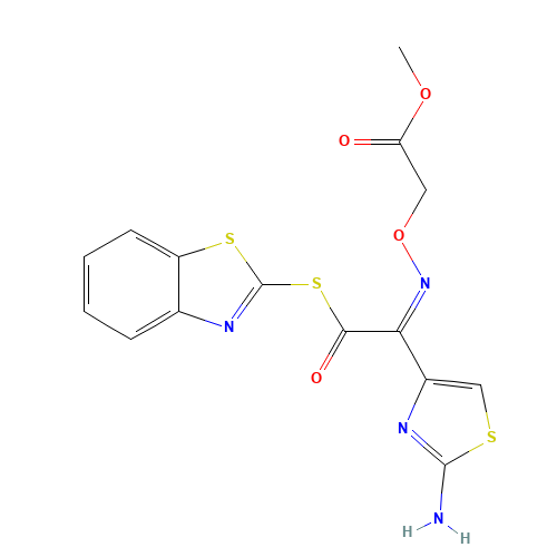 (S)-2-Benzothiazolyl (Z)-2-(2-aminothiazole-4-yl)-2-methoxycarbonylmethoxyiminothioacetate (CAS: 246035-38-1) - Chemical Structure and Molecular Formula 