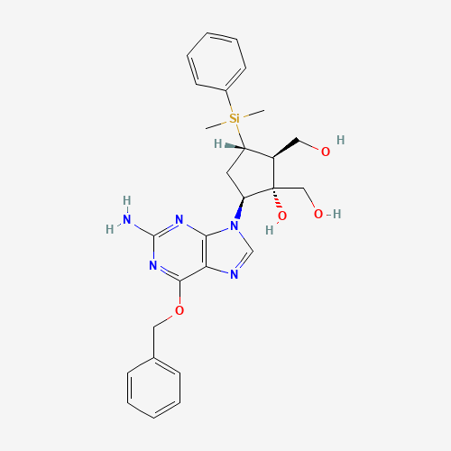 [(1S,2S,3S,5S)-5-[2-Amino-6-(benzyloxy)-9H-purin-9-yl]-3-[dimethyl(phenyl)silyl]-1-hydroxycyclopentane-1,2-diyl]dimethanol (CAS: 701278-05-9) - Chemical Structure and Molecular Formula 