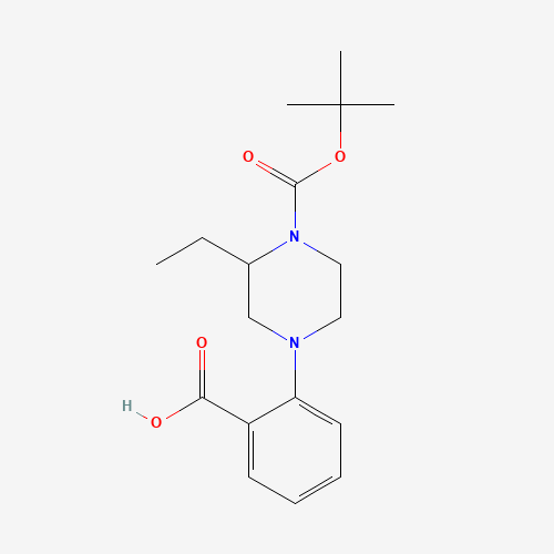 1-(2-carboxyphenyl)-3-ethyl-4-Boc piperazine (CAS: 1131622-96-2) - Chemical Structure and Molecular Formula 