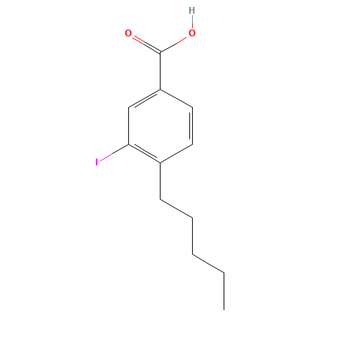 3-iodo-4-pentylbenzoic acid (CAS: 1131588-17-4) - Chemical Structure and Molecular Formula 