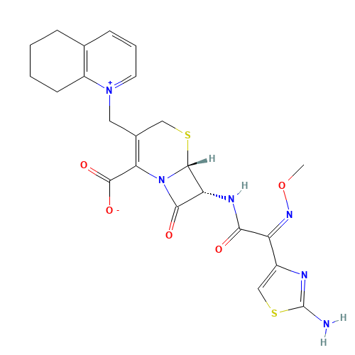 1-[[(6R,7R)-7-[[(2Z)-(2-Amino-4-thiazolyl)(methoxyimino)acetyl]amino]-2-carboxy-8-oxo-5-thia-1-azabicyclo[4.2.0]oct-2-en-3-yl]methyl]-5,6,7,8-tetrahydro-quinolinium inner salt (CAS: 84957-30-2) - Related Chemical Product