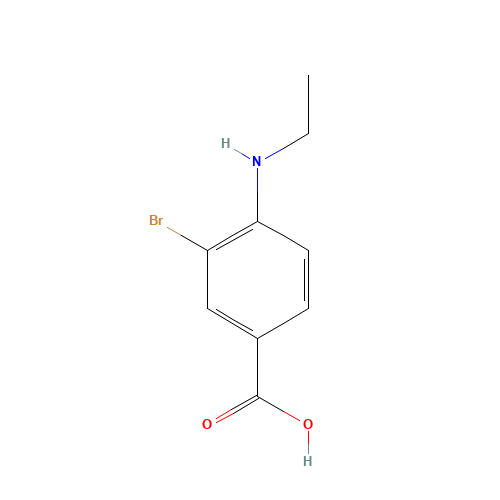 3-bromo-4-(ethylamino)benzoic acid (CAS: 1131615-03-6) - Chemical Structure and Molecular Formula 