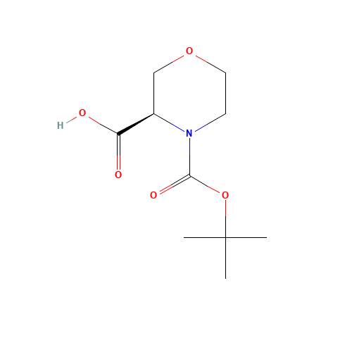 4-Boc-3(R)-morpholinecarboxylic acid (CAS: 869681-70-9) - Chemical Structure and Molecular Formula 