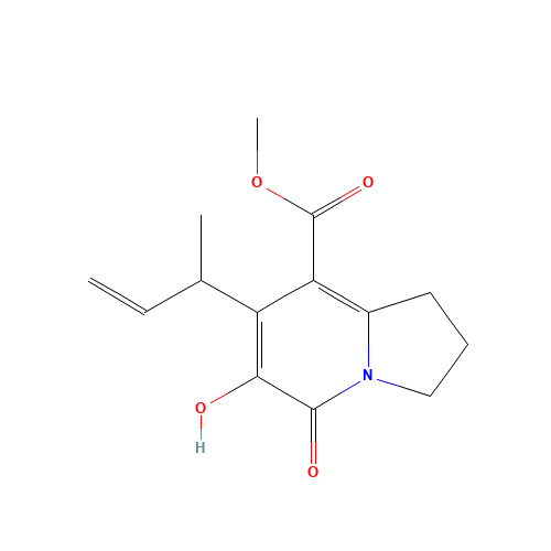 METHYL 6-HYDROXY-7-(1-METHYLALLYL)-5-OXO-1,2,3,5-TETRAHYDROINDOLIZINE-8-CARBOXYLATE (CAS: 866393-52-4) - Chemical Structure and Molecular Formula 