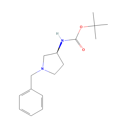 (S)-(-)-1-BENZYL-3-(BOC-AMINO)PYRROLIDINE (CAS: 131852-53-4) - Chemical Structure and Molecular Formula 