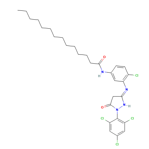 N-(4-Chloro-3-((4,5-dihydro-5-oxo-1-(2,4,6-trichlorophenyl)-1H-pyrazol-3-yl)amino)phenyl)myristamide (CAS: 54636-84-9) - Related Chemical Product