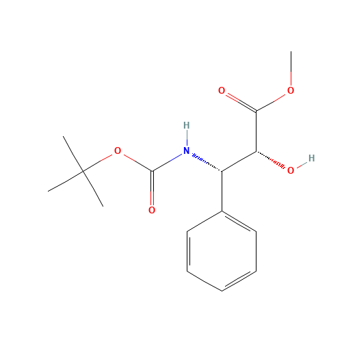 Methyl (2R,3S)-3-(tert-butoxycarbonylamino)-2-hydroxy-3-phenylpropionate (CAS: 124605-42-1) - Chemical Structure and Molecular Formula 