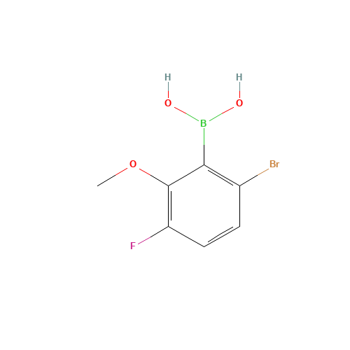 2-Borono-3-bromo-6-fluoroanisole (CAS: 957035-08-4) - Chemical Structure and Molecular Formula 