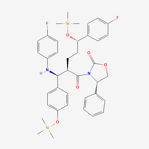 3-[(2R,5S)-5-(4-Fluorophenyl)-2-[(S)-[(4-fluorophenyl(amino)]][4-[trimethylsilyl]-oxy]phenyl]methyl]-1-oxo-5-[(trimethylsily)-oxy]pentyl]-4-phenyl-(4S)-2-oxazolidinone (CAS: 272778-12-8) - Related Chemical Product