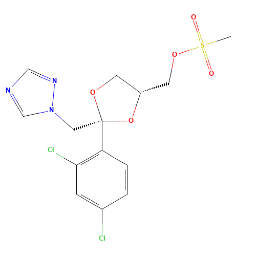 cis-2-(2,4-Dichlorophenyl)-2-(1H-1,2,4-triazol-1-ylmethyl)-1,3-dioxolan-4-ylmethyl methanesulphonate (CAS: 67914-86-7) - Related Chemical Product