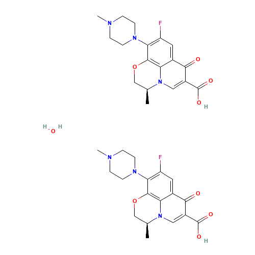 (S)-9-Fluoro-2,3-dihydro-3-methyl-10-(4-methyl-1-piperazinyl)-7-oxo-7H-pyrido(1,2,3-de)-1,4-benzoxazine-6-carboxylic acid hydrate (2:1) (CAS: 138199-71-0) - Related Chemical Product
