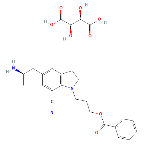 5-[(2R)-2-Aminopropyl]-1-[3-(benzoyloxy)propyl]-2,3-dihydro-1H-indole-7-carbonitrile (2R,3R)-2,3-dihydroxybutanedioate (CAS: 239463-85-5) - Related Chemical Product