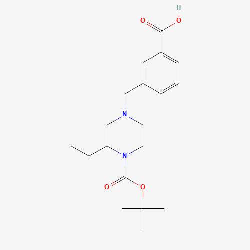 1-(3-carboxyphenylmethyl)-3-ethyl-4-Boc piperazine (CAS: 1131622-98-4) - Chemical Structure and Molecular Formula 