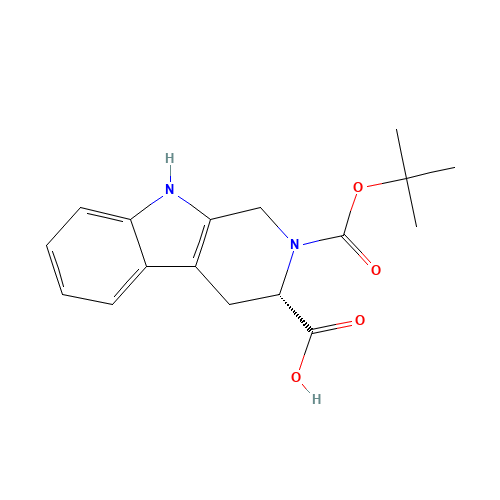 BOC-L-1,2,3,4-TETRAHYDRONORHARMAN-3-CARBOXYLIC ACID (CAS: 66863-43-2) - Chemical Structure and Molecular Formula 