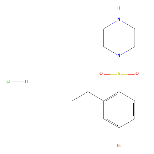 4-(4-BROMO-2-ETHYL-BENZENESULFONYL)-PIPERAZINE HYDROCHLORIDE (CAS: 864759-59-1) - Chemical Structure and Molecular Formula 