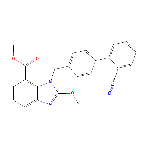 Methyl 1-[(2'-cyanobiphenyl-4-yl)methyl]-2-ethoxy-1H-benzimidazole-7-carboxylate (CAS: 139481-44-0) - Chemical Structure and Molecular Formula 