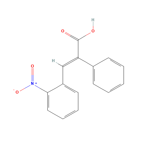 3-(o-Nitrophenyl)-2-phenylpropenoic acid (CAS: 5345-40-4) - Chemical Structure and Molecular Formula 
