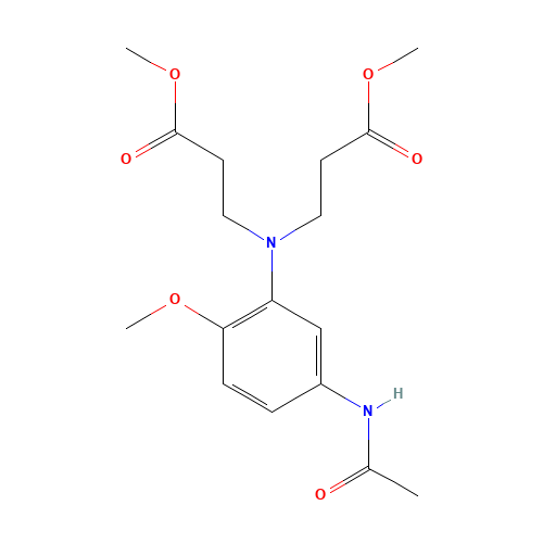 3-[N,N-Bis(methoxycarbonylethyl)]amino-4-methoxyacetanilide (CAS: 62072-82-6) - Chemical Structure and Molecular Formula 