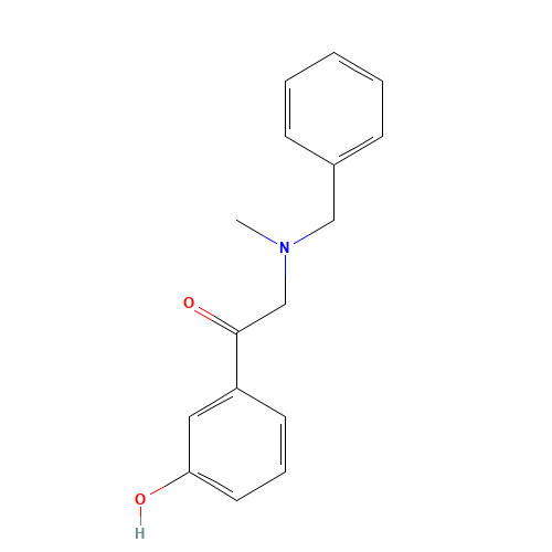 1-(3-hydroxyphenyl)-2-[methyl(phenylmethyl)amino]ethan-1-one (CAS: 56917-44-3) - Chemical Structure and Molecular Formula 