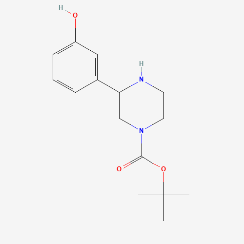 3-(3-HYDROXY-PHENYL)-PIPERAZINE-1-CARBOXYLIC ACID TERT-BUTYL ESTER (CAS: 889956-76-7) - Chemical Structure and Molecular Formula 