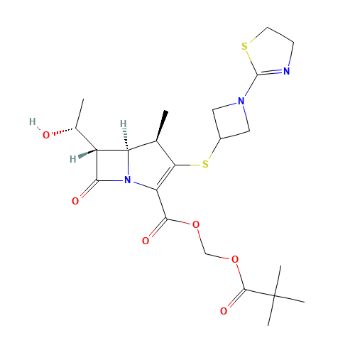 (1R,5S,6S)-6-[1(R)-Hydroxyethyl]-1-methyl-2-[1-(2-thiazolin-2-yl)azetidin-3-ylsulfanyl]-1-carba-2-penem-3-carboxylic acid pivaloyloxymethyl ester (CAS: 161715-24-8) - Related Chemical Product