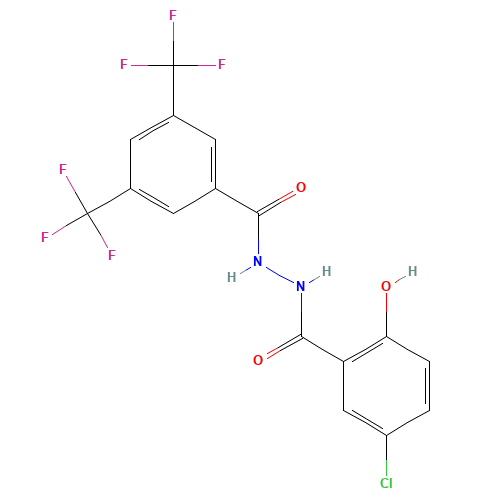 Benzoic acid,5-chloro-2-hydroxy-,2-[3,5-bis(trifluoromethyl)benzoyl]hydrazide (CAS: 634184-72-8) - Related Chemical Product