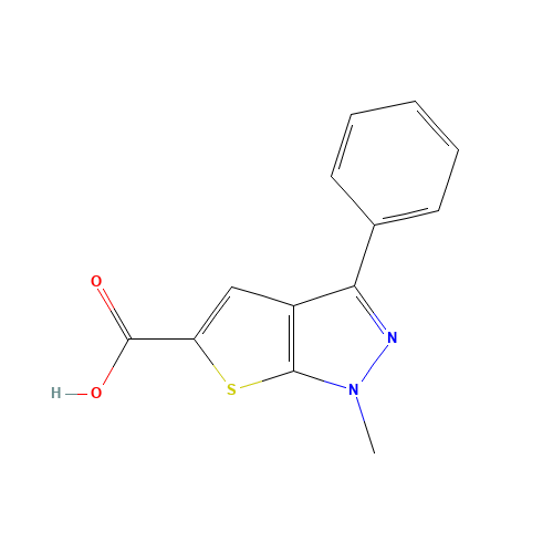 1-METHYL-3-PHENYL-1H-THIENO[2,3-C]PYRAZOLE-5-CARBOXYLIC ACID (CAS: 25252-47-5) - Chemical Structure and Molecular Formula 