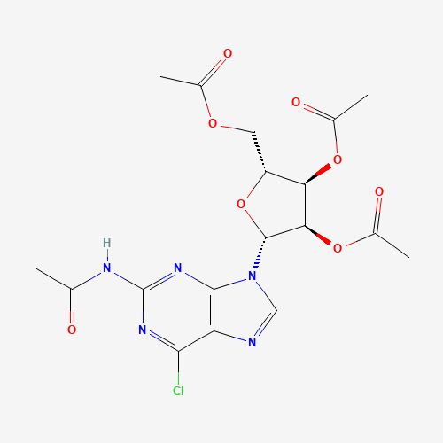 2-Acetamido-6-chloro-9-(2',3',5'-tri-O-acetyl-b-D-ribofuranosyl)purine (CAS: 137896-02-7) - Chemical Structure and Molecular Formula 