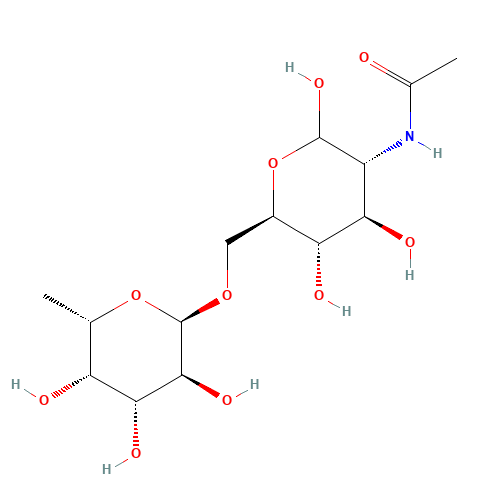 2-Acetamido-2-deoxy-6-O-(a-L-fucopyranosyl)-D-glucopyranose (CAS: 33639-80-4) - Chemical Structure and Molecular Formula 