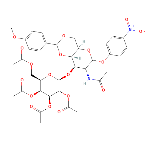 2-Acetamido-2-deoxy-4,6-O-(4-methoxybenzylidene)-3-O-(2,3,4,6-tetra-O-acetyl-b-D-galactopyranosyl)-4-nitrophenyl-a-D-galactopyranoside (CAS: 59837-11-5) - Related Chemical Product