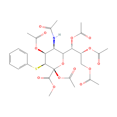 5-(Acetylamino)-5-deoxy-3-S-phenyl-3-thio-D-erythro-a-L-gluco-2-nonulopyranosonic Acid Methyl Ester 2,4,7,8,9-Pentaacetate (CAS: 156726-98-6) - Chemical Structure and Molecular Formula 