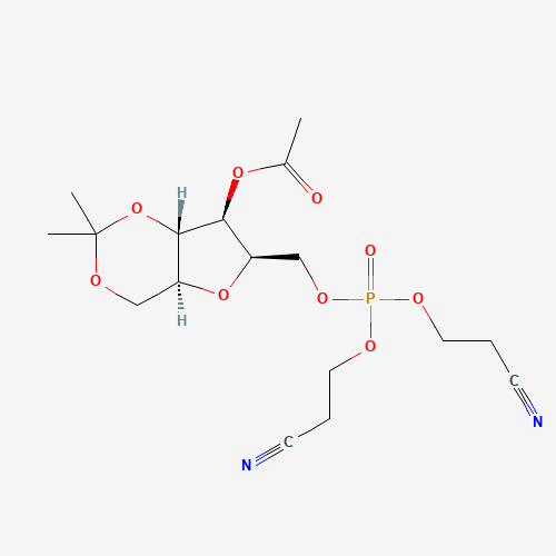 4-O-Acetyl-2,5-anhydro-1,3-O-isopropylidene-6-[bis(2-cyanoethyl)phosphoryl]-D-glucitol (CAS: 1041021-85-5) - Chemical Structure and Molecular Formula 