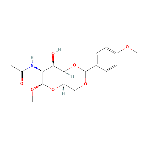N-Acetyl-4,6-(p-methoxybenzylidene)-2-deoxy-1-O-methyl-a-D-galactosamine (CAS: 188666-34-4) - Chemical Structure and Molecular Formula 