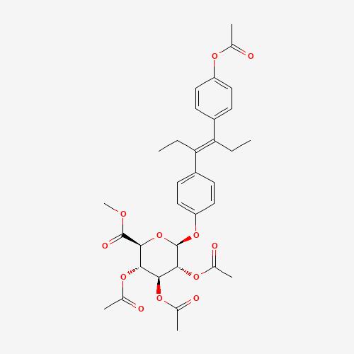 Acetyldiethylstilbestrol 2,3,4-Tri-O-acetyl-b-D-glucuronide Methyl Ester (CAS: 40269-22-5) - Chemical Structure and Molecular Formula 
