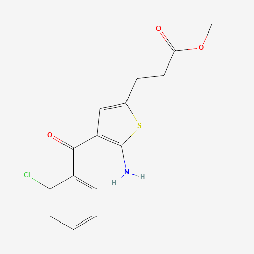 2-Amino-3-(2-chlorobenzoyl)-5-(2-carbomethoxyethyl)thiophene (CAS: 100827-77-8) - Chemical Structure and Molecular Formula 