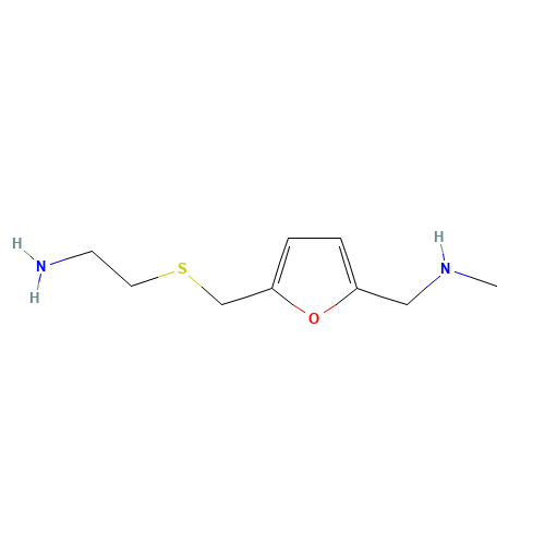 5-[[(2-Aminoethyl)thio]methyl]-N-methyl-2-furanmethanamine (CAS: 66356-54-5) - Chemical Structure and Molecular Formula 