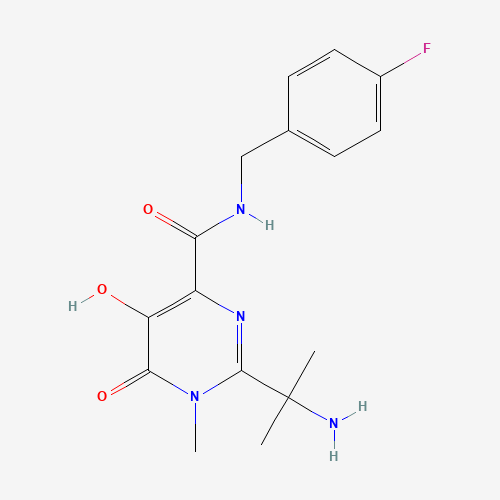 2-(1-Amino-1-methylethyl)-N-(4-fluorobenzyl)-5-hydroxy-1-methyl-6-oxo-1,6-dihydropyrimidine-4-carboxamide (CAS: 518048-03-8) - Chemical Structure and Molecular Formula 