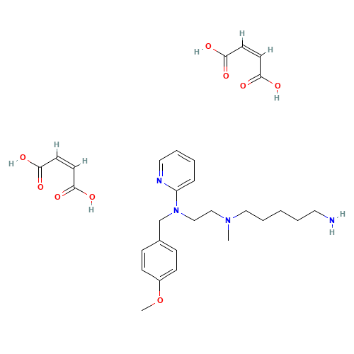 N'-(5-Aminopentyl)-N-(4-methoxybenzyl)-N'-methyl-N-2-pyridinyl-1,2-ethanediamine,Dimaleate Salt (CAS: 109912-42-7) - Chemical Structure and Molecular Formula 