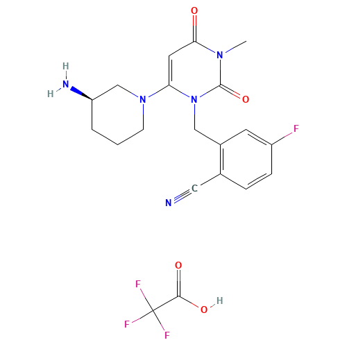 2-[[6-[(3R)-3-Amino-1-piperidinyl]-3,4-dihydro-3-methyl-2,4-dioxo-1(2H)-pyrimidinyl]methyl]-4-fluorobenzonitrile Trifluoroacetate (CAS: 928201-45-0) - Related Chemical Product