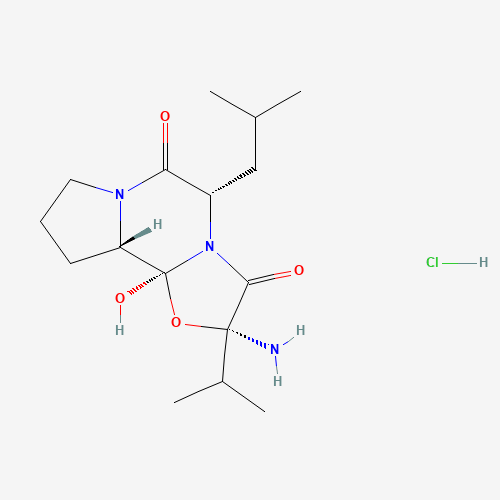 2b-Amino-9,10,10aa,10b-tetrahydro-10bb-hydroxy-5b-isobutyl-2-isopropyl-8H-Oxazolo[3,2-a]pyrrolo[2,1-c]pyrazine-3,6(2H,5H)-dione Hydrochloride Salt (CAS: 24177-10-4) - Related Chemical Product