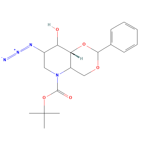 2-Azido-4,6-O-benzylidene-N-(tert-butoxycarbonyl)-1,2,5-trideoxy-1,5-imino-D-glucitol (CAS: 133697-23-1) - Related Chemical Product