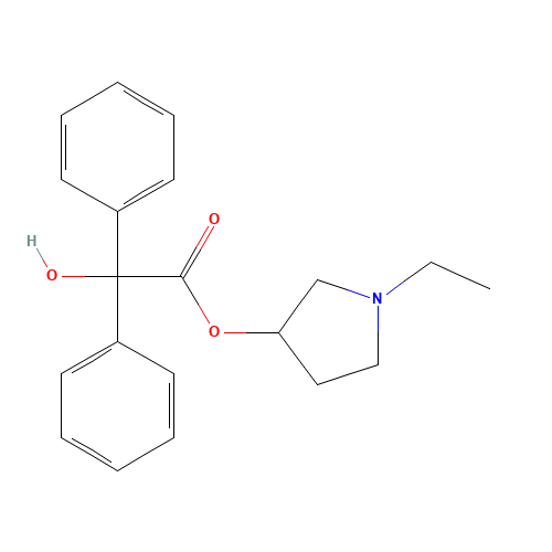 Benzilic Acid 1-Ethyl-3-pyrrolidinyl Ester (CAS: 94576-88-2) - Chemical Structure and Molecular Formula 