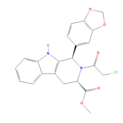 (1R,3S)-1-(1,3-Benzodioxol-5-yl)-2-(2-chloroacetyl)-2,3,4,9-tetrahydro-1H-pyrido[3,4-b]indole-3-carboxylic Acid Methyl Ester (CAS: 629652-44-4) - Chemical Structure and Molecular Formula 