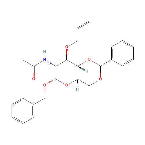 Benzyl 2-Acetamido-3-O-allyl-4,6-O-benzylidene-2-deoxy-a-D-glucopyranoside (CAS: 60920-72-1) - Chemical Structure and Molecular Formula 