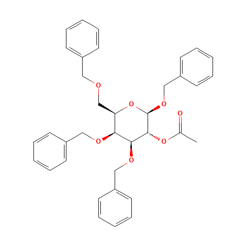 Benzyl 2-O-Acetyl-3,4,6-Tri-O-benzyl-b-D-galactopyranoside (CAS: 61820-03-9) - Chemical Structure and Molecular Formula 