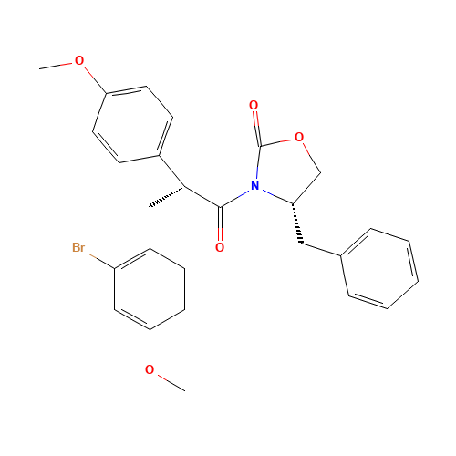 (S)-4-Benzyl-3-[(S)-3-(2-bromo-4-methoxyphenyl)-2-(4-methoxyphenyl)propanoyl]-2-oxazolidinone (CAS: 917379-10-3) - Chemical Structure and Molecular Formula 