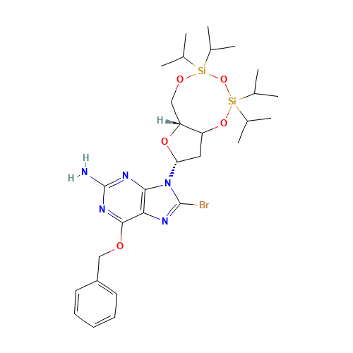 O6-Benzyl-8-bromo-N9-[3',5'-O-(1,1,3,3-tetrakis(isopropyl)-1,3-disiloxanediyl)-b-D-2'-deoxyribofuranosyl]guanine (CAS: 328394-26-9) - Related Chemical Product