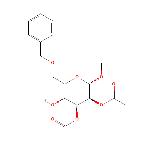 6-O-Benzyl-2,3-di-O-acetyl-methyl-a-D-glucopyranoside (CAS: 162284-50-6) - Chemical Structure and Molecular Formula 