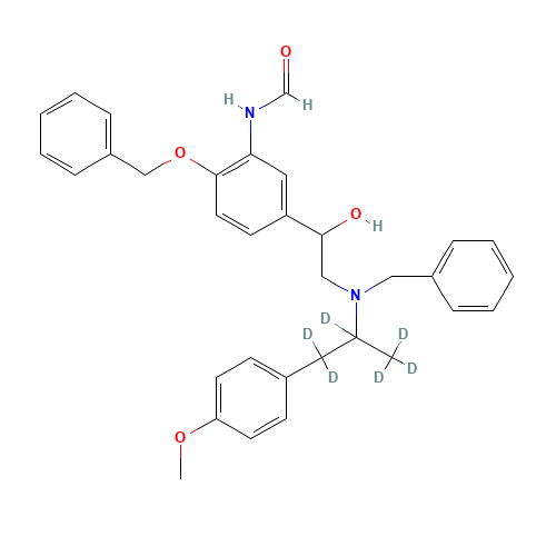 rac-N-Benzyl-N-[2-hydroxyl-2-(4-benzyloxy-3-formamidophenyl)-ethyl]-3-(4-methoxyphenyl)-2-propylamine-d6 (CAS: 1216518-77-2) - Related Chemical Product